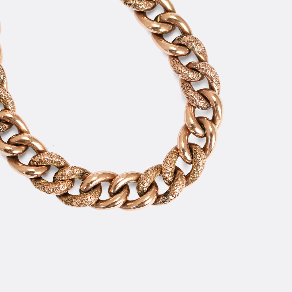 Antique: Substantial Gold Link Bracelet with Heart Padlock - Sugar