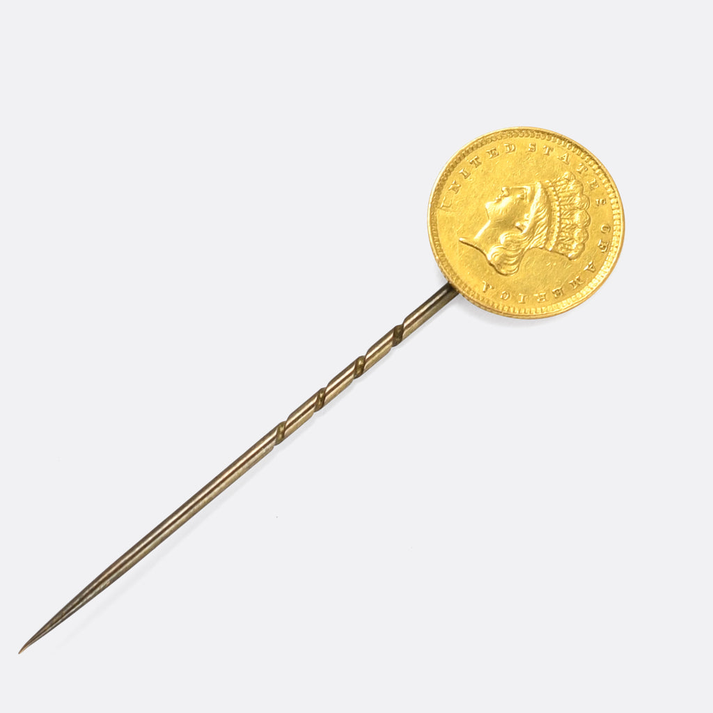 1857 Gold Liberty Dollar Stick Pin – Butter Lane Antiques