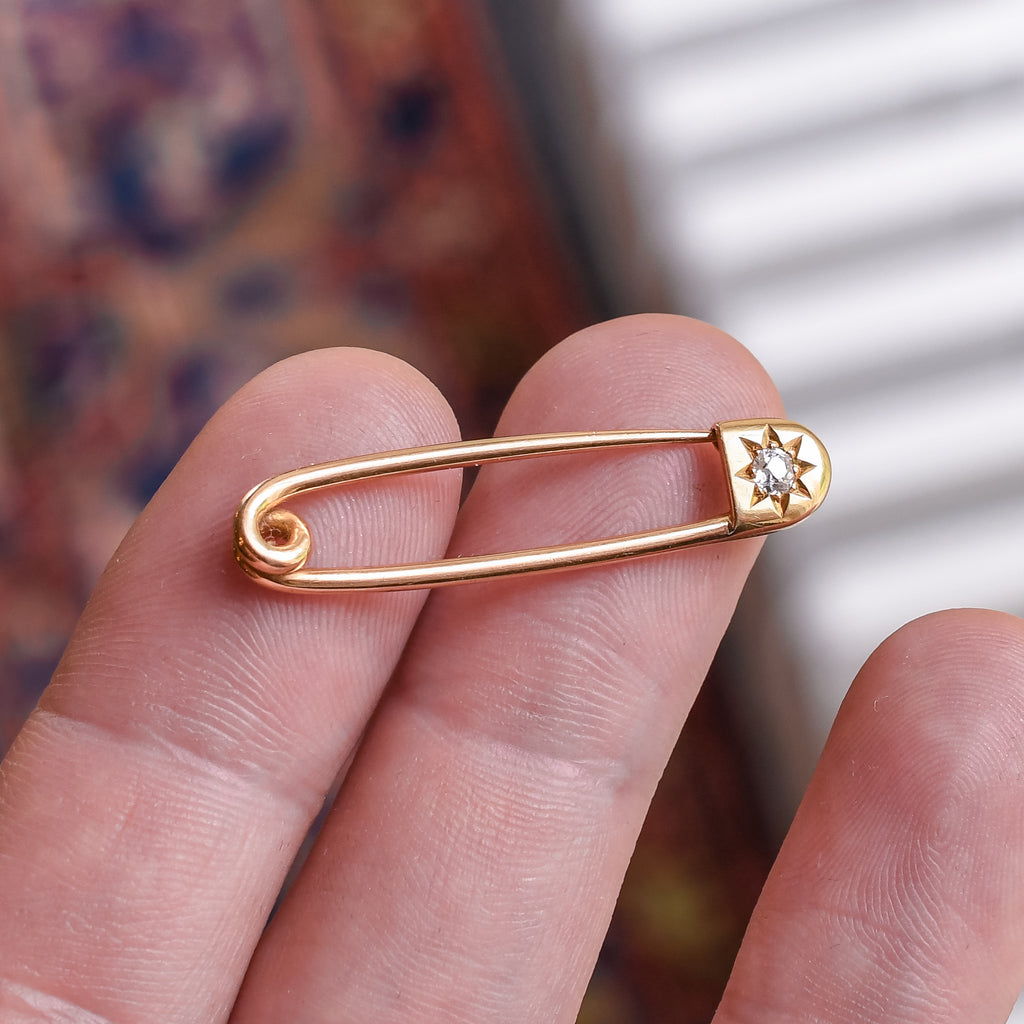 14K Vintage Safety Pin Simple Diaper Pin/Brooch Yellow Gold [CFXR] - Ruby  Lane