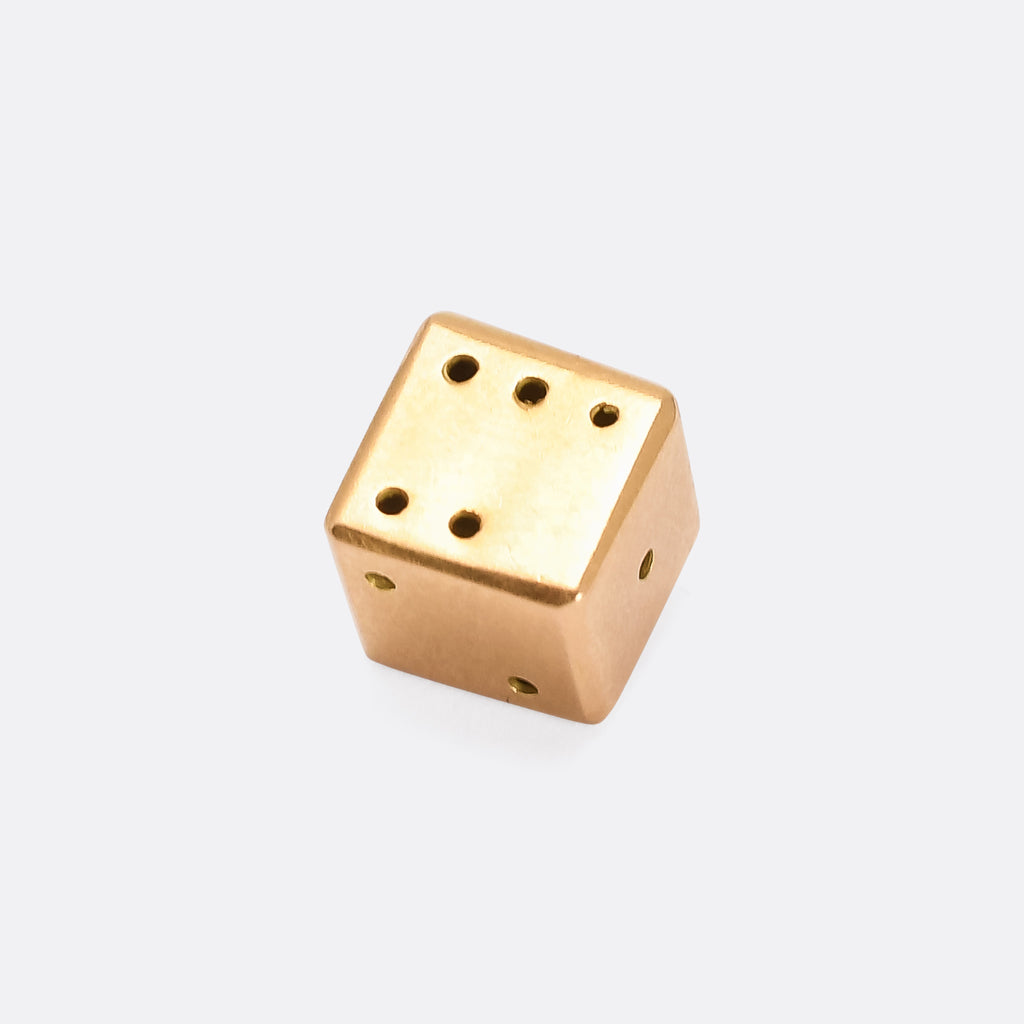 Dice Charm in Antique Gold Plated or Silver Pewter. Dice 