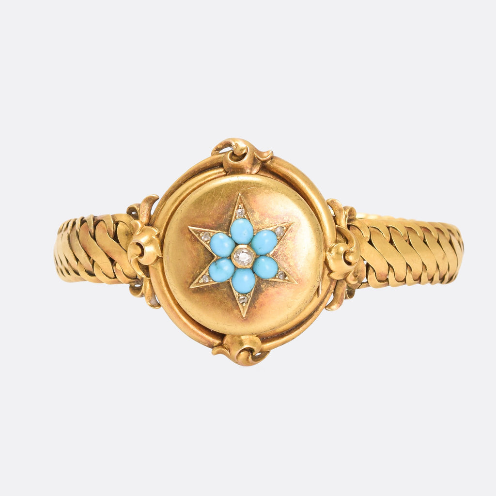 Mid Victorian Diamond & Turquoise Locket Bracelet – Butter Lane Antiques