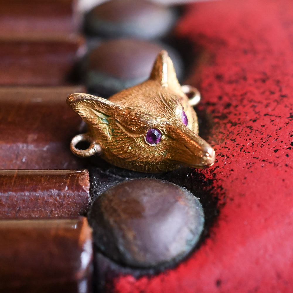 Victorian 15k Gold Ruby Fox Charm