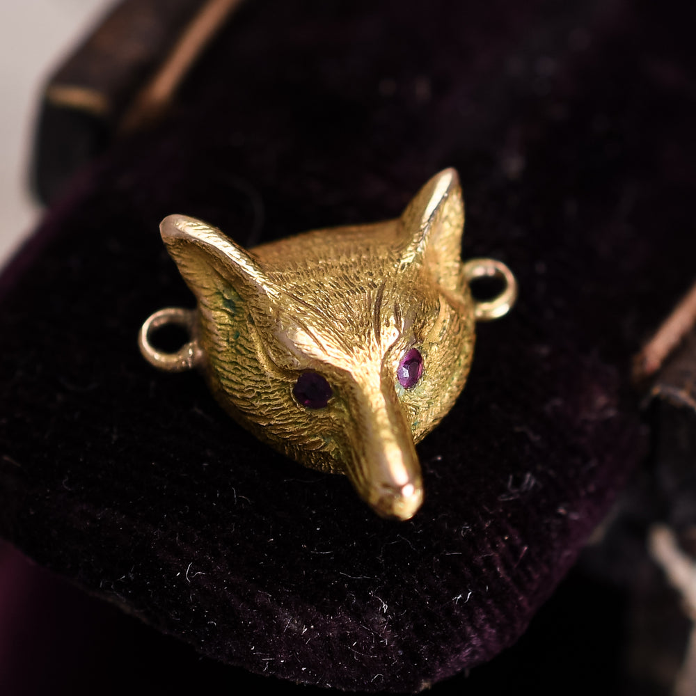 Victorian 15k Gold Ruby Fox Charm