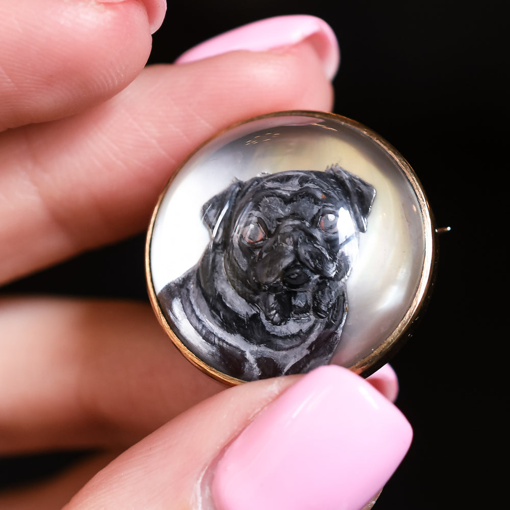 Victorian Essex Crystal Pug Brooch