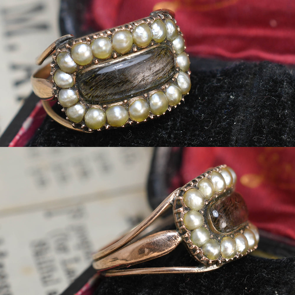 Georgian Hair & Pearl Cluster Memorial Ring