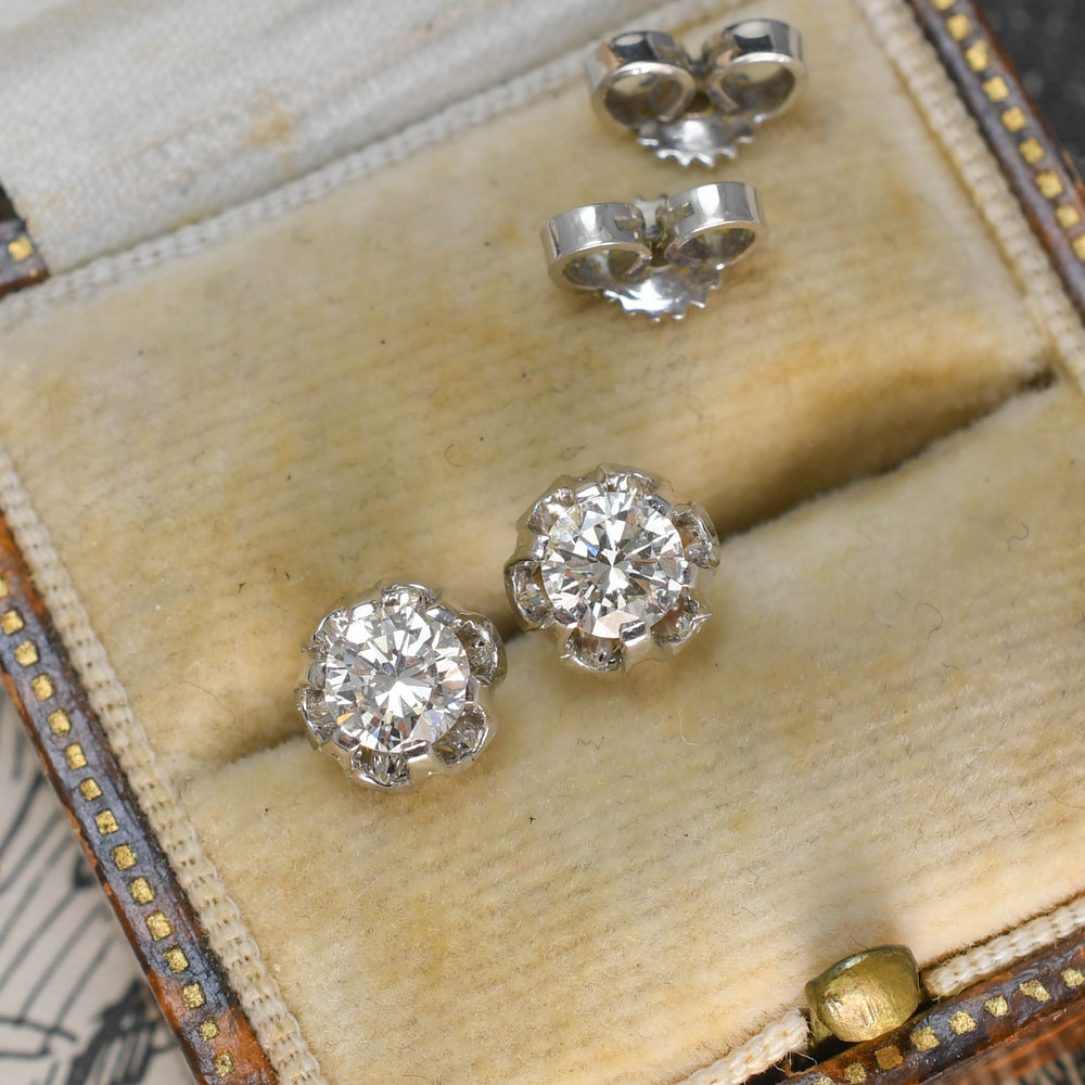 1930's Diamond Stud Earrings