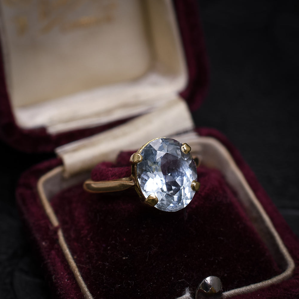 Art Deco Aquamarine Solitaire Ring