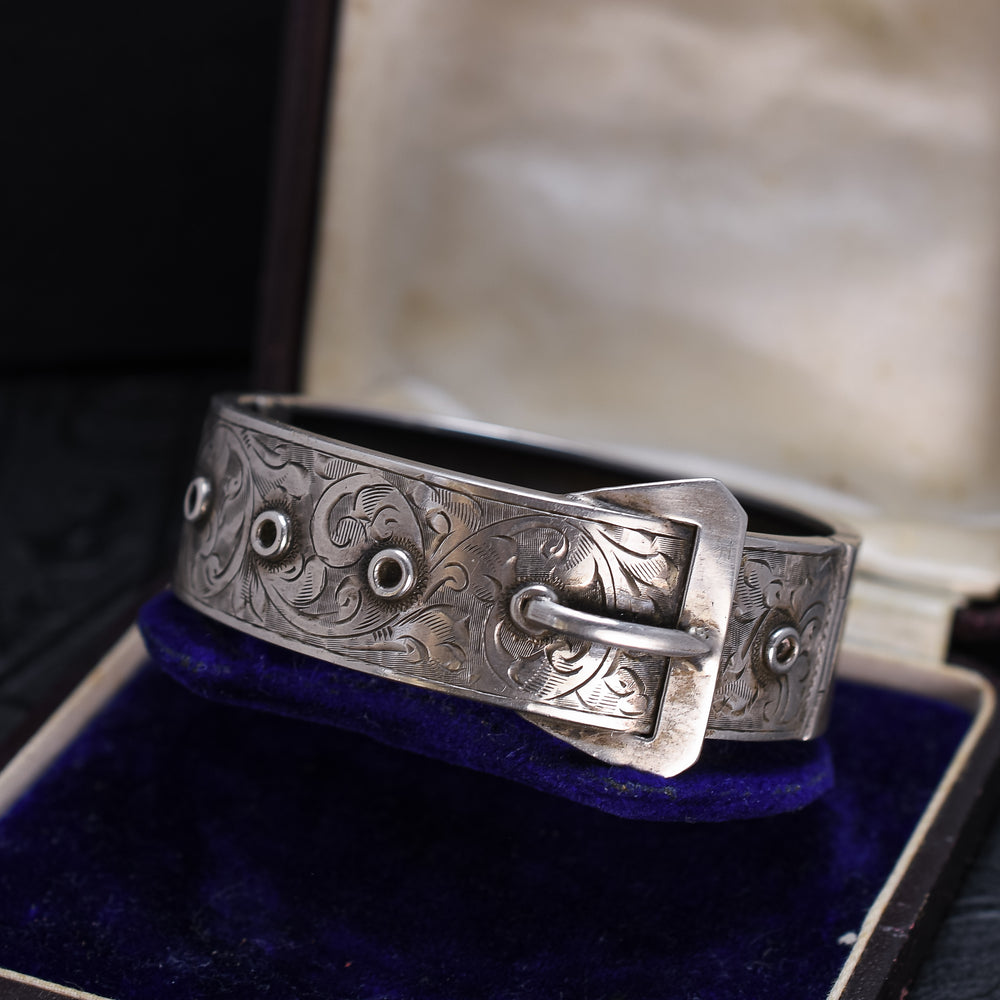 Edwardian Silver Buckle Cuff Bangle