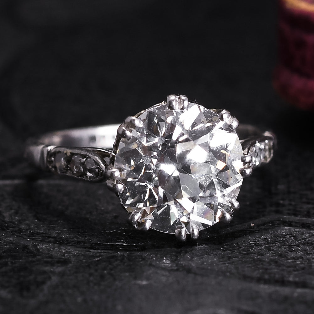 Antique 3.01ct Old European Cut Diamond Solitaire Engagement Ring