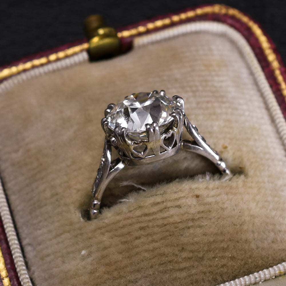 Antique 3.01ct Old European Cut Diamond Solitaire Engagement Ring