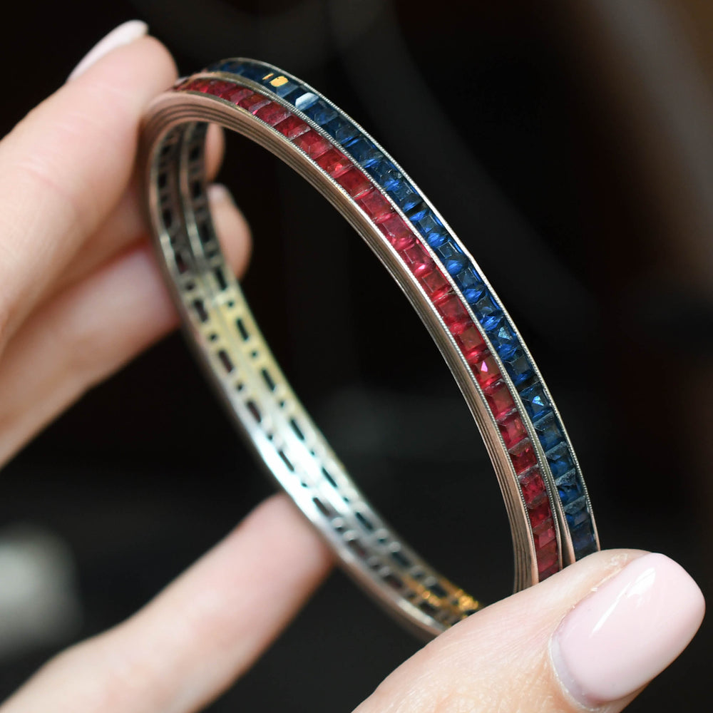 Pair of Art Deco Silver Paste Bangles