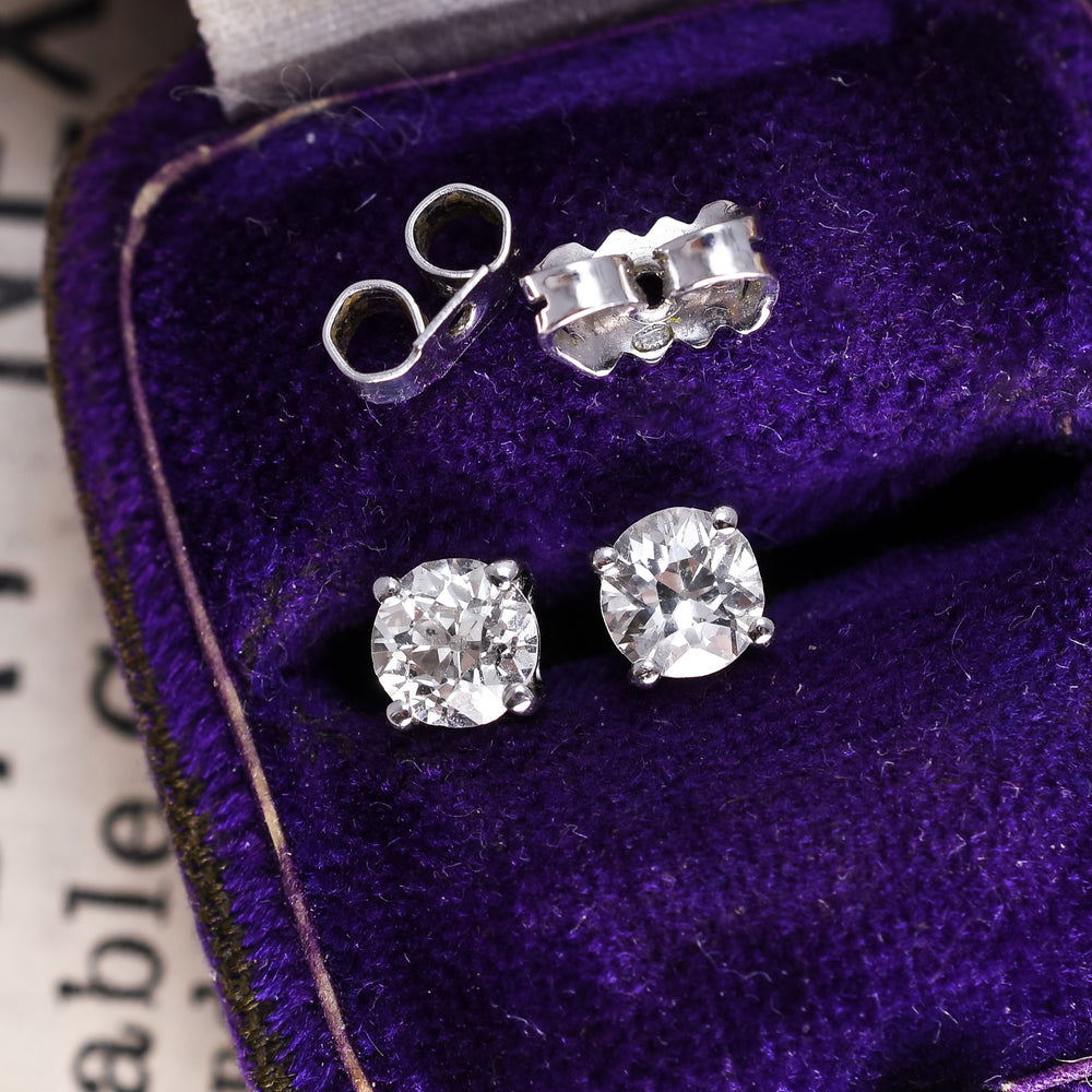 Old European Cut Diamond Stud Earrings