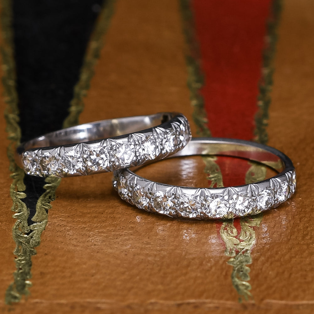 Art Deco Pair of Diamond Stacking Bands