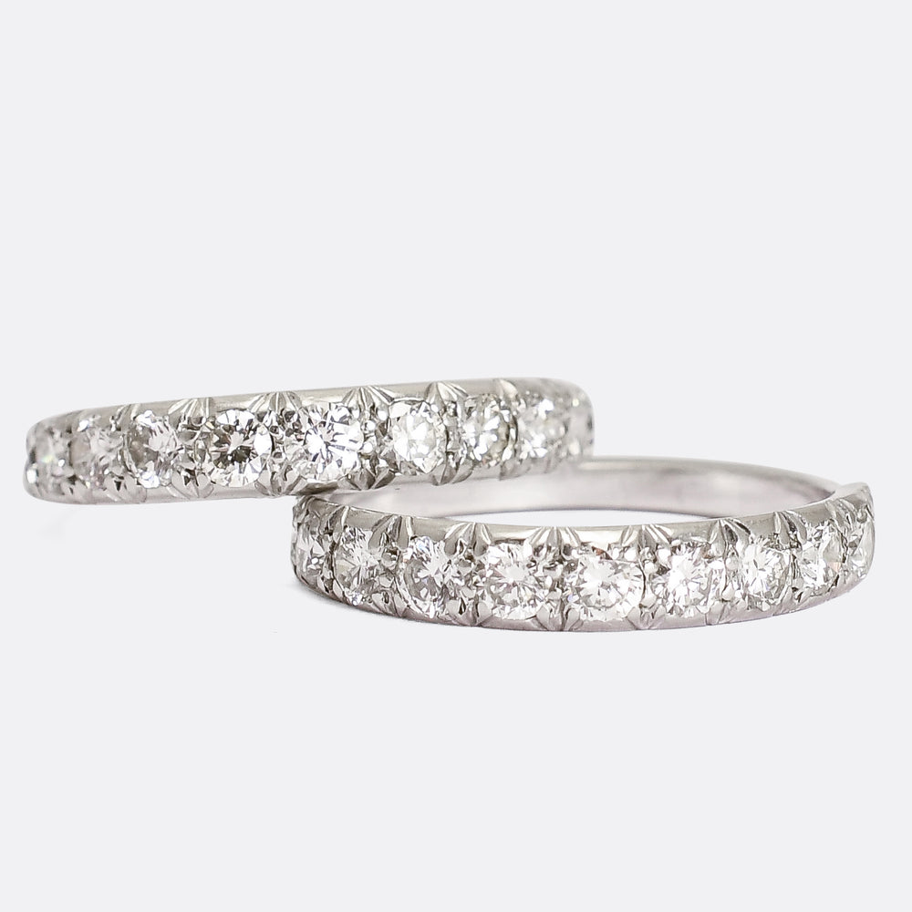 Art Deco Pair of Diamond Stacking Bands