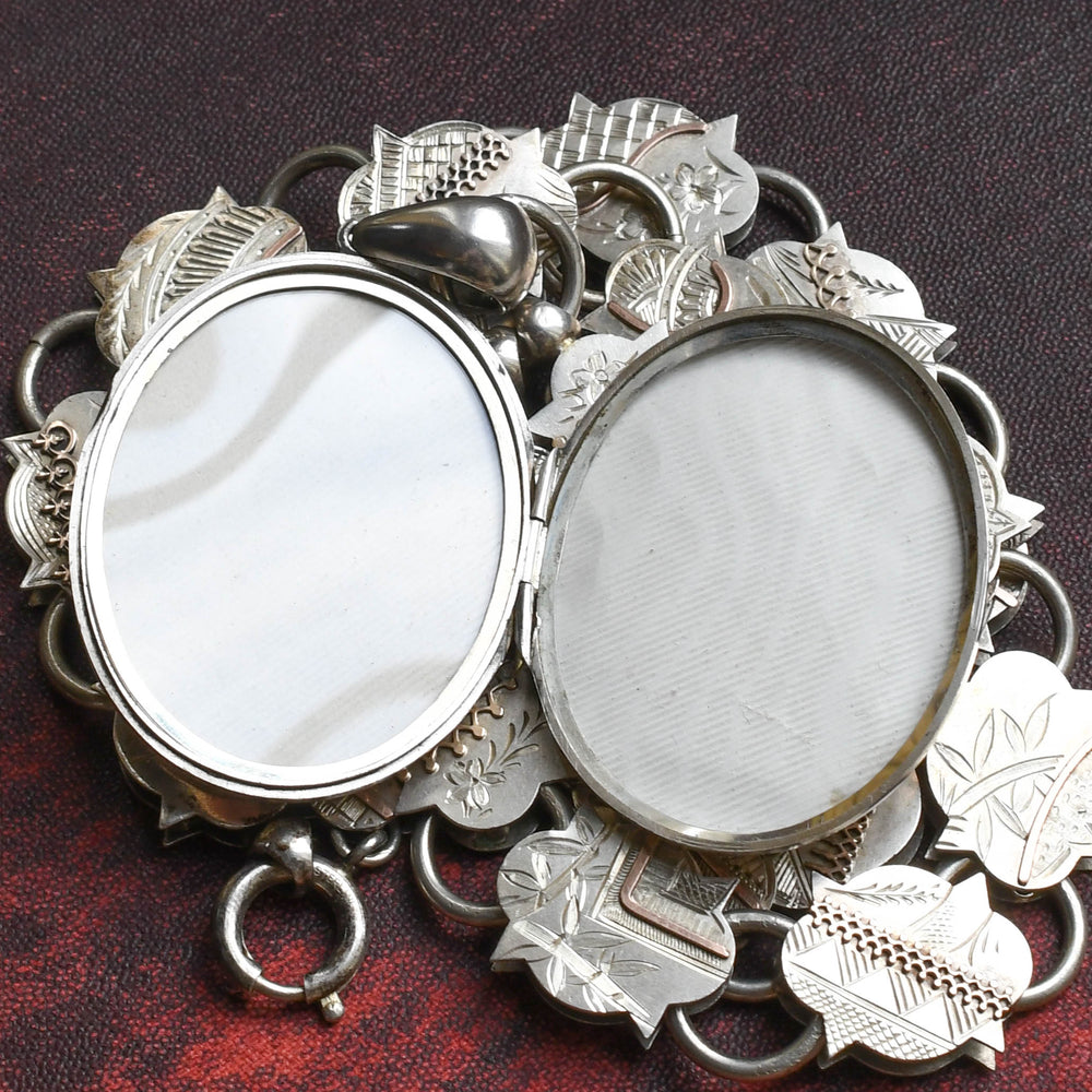 Victorian Aesthetic Silver Locket & Collar