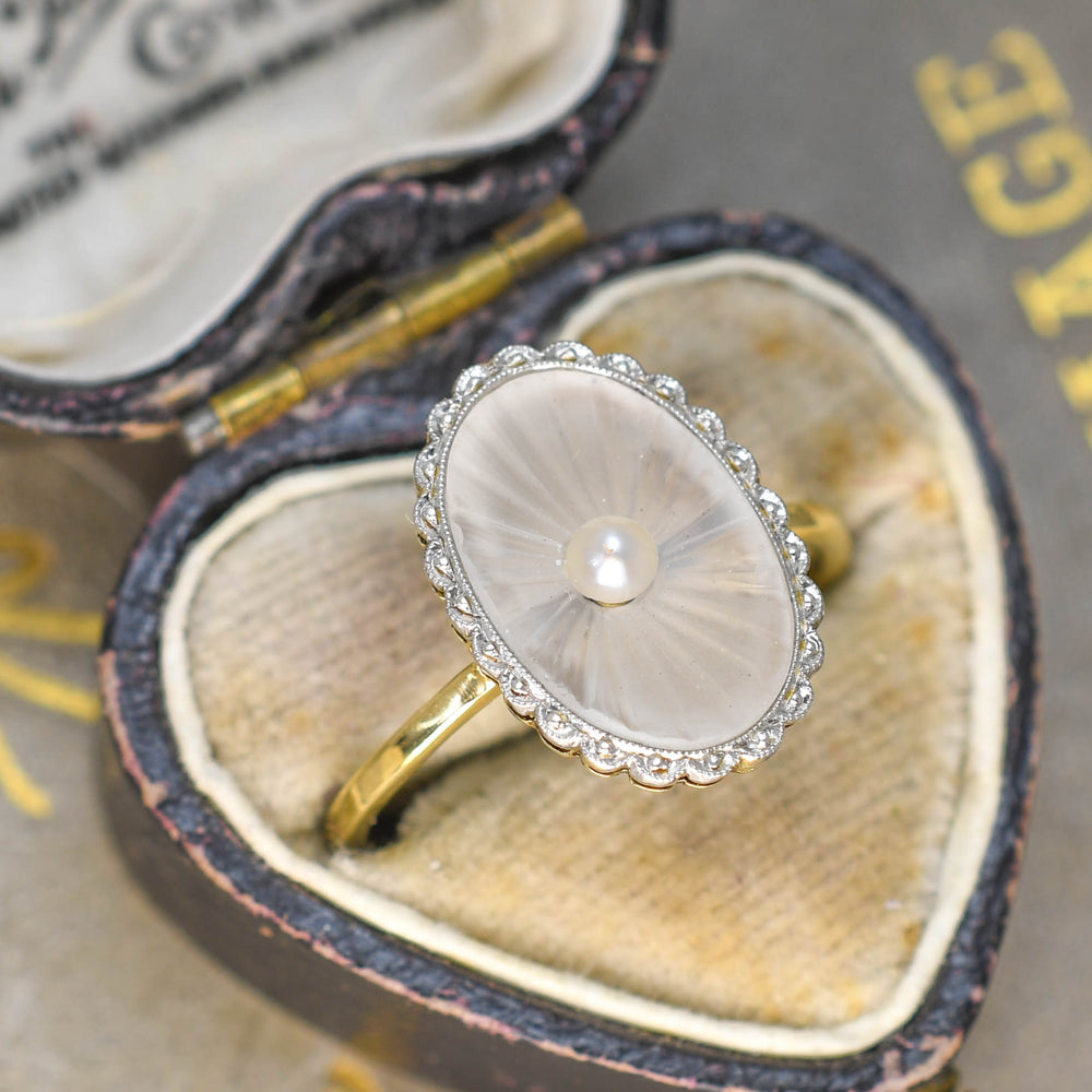 Belle Époque Rock Crystal & Pearl Oyster Shell Ring