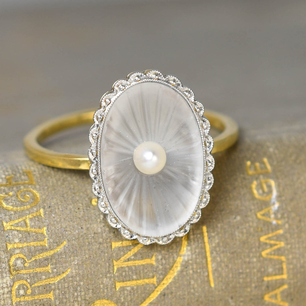 Belle Époque Rock Crystal & Pearl Oyster Shell Ring