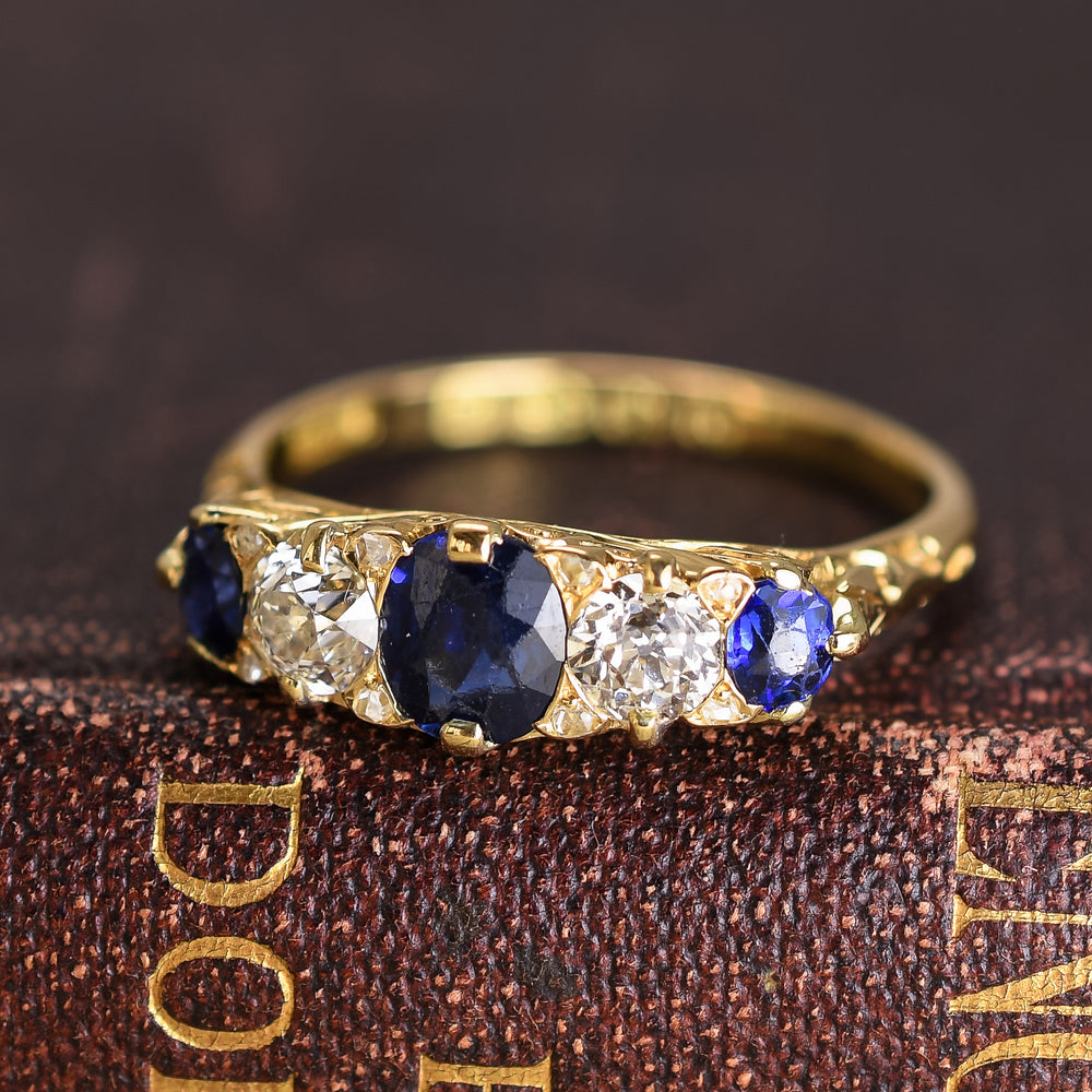Edwardian Sapphire & Diamond Half Hoop Ring