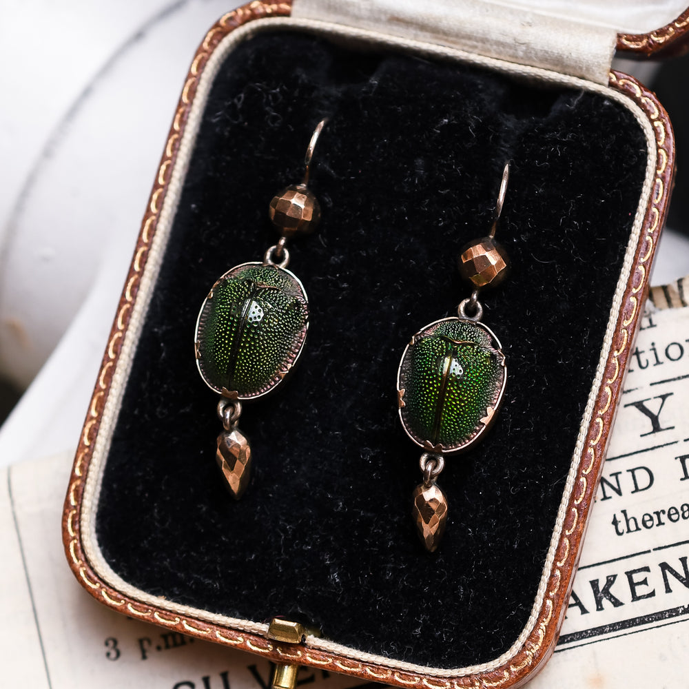 Victorian Egyptian Revival Scarab Earrings