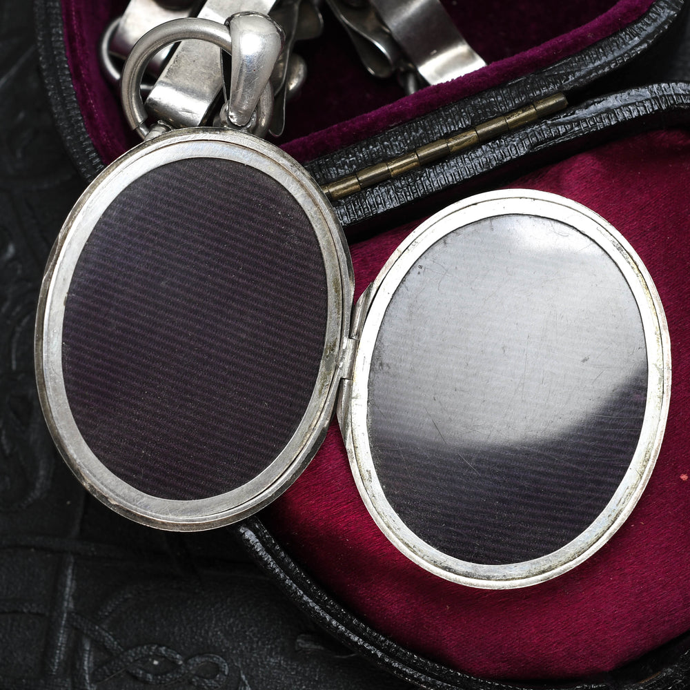 Victorian Silver Chased Locket & Collar