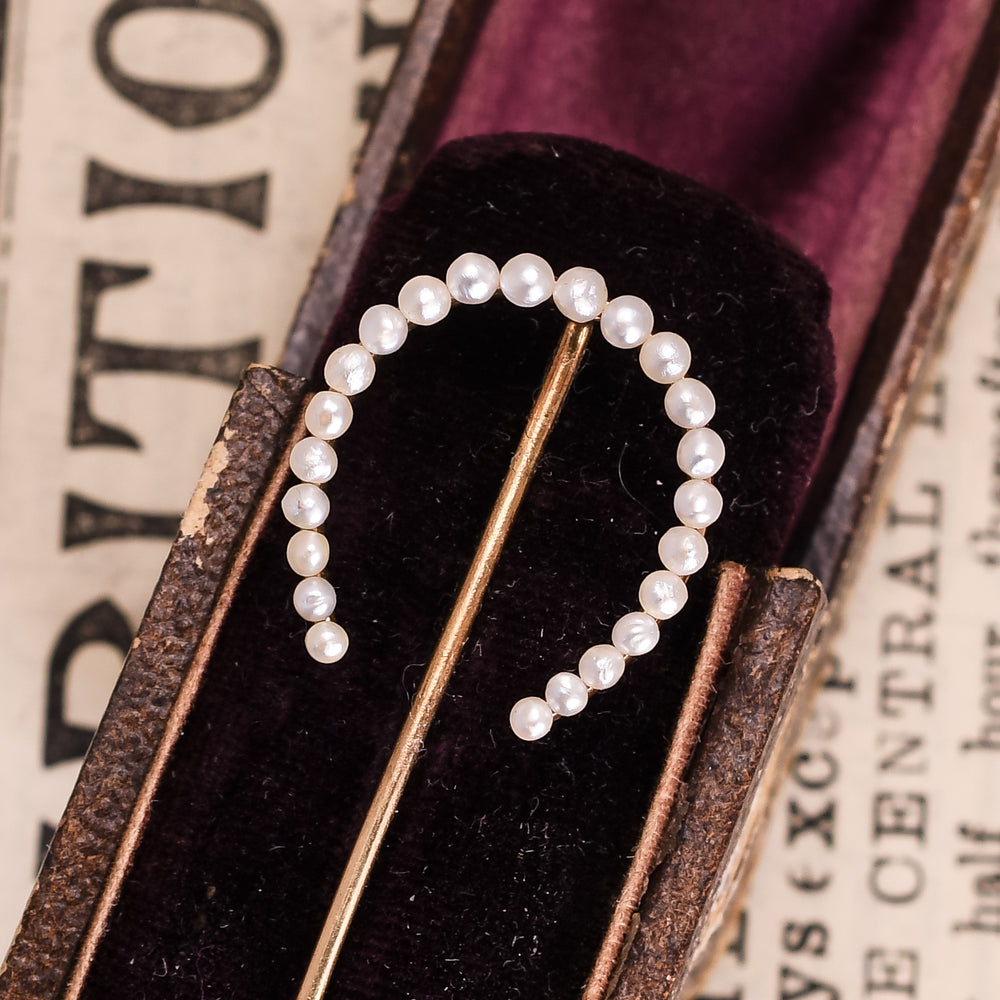 Edwardian Pearl Horseshoe Stick Pin