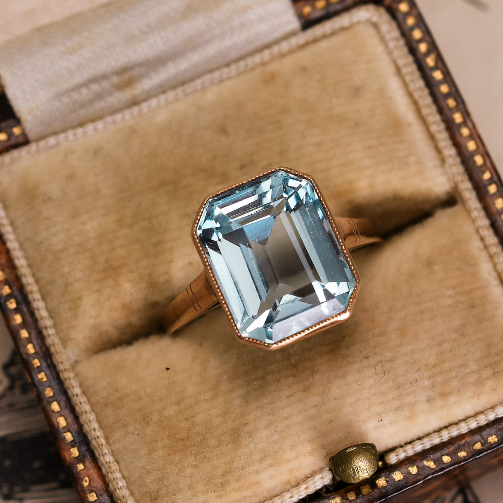 Edwardian 4.42ct Aquamarine Solitaire Ring