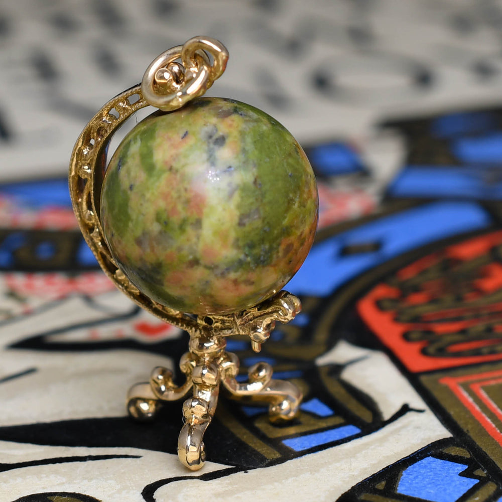 Vintage Agate Globe Charm