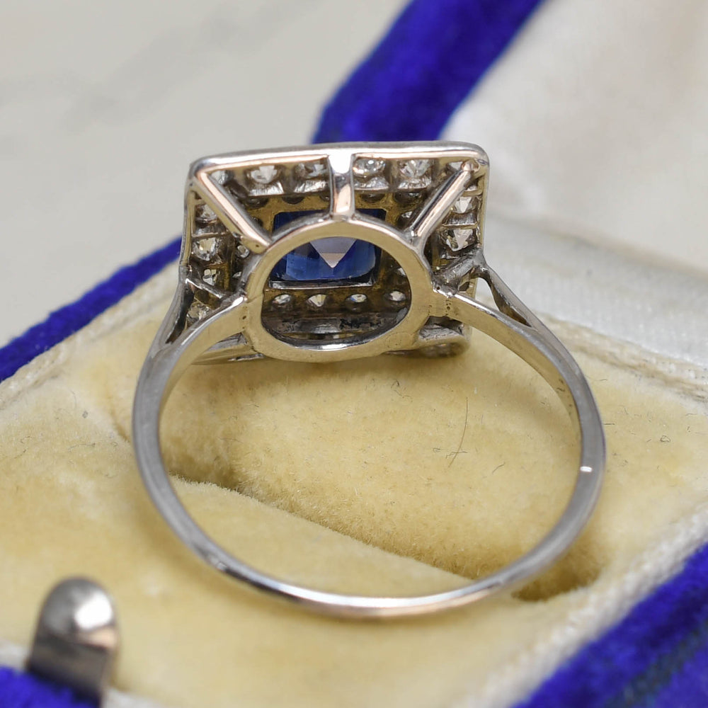 Art Deco Sapphire & Diamond Square Cluster Ring