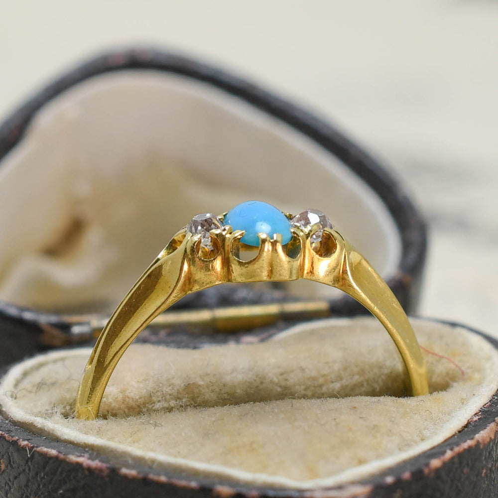 Victorian Turquoise & Diamond 3-Stone Ring