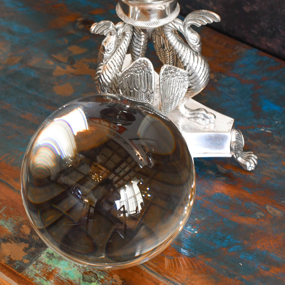 Antique Large Occult Rock Crystal Ball with Stand