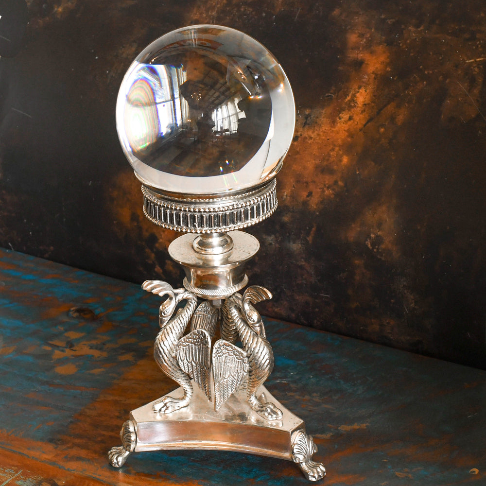 Antique Large Occult Rock Crystal Ball with Stand