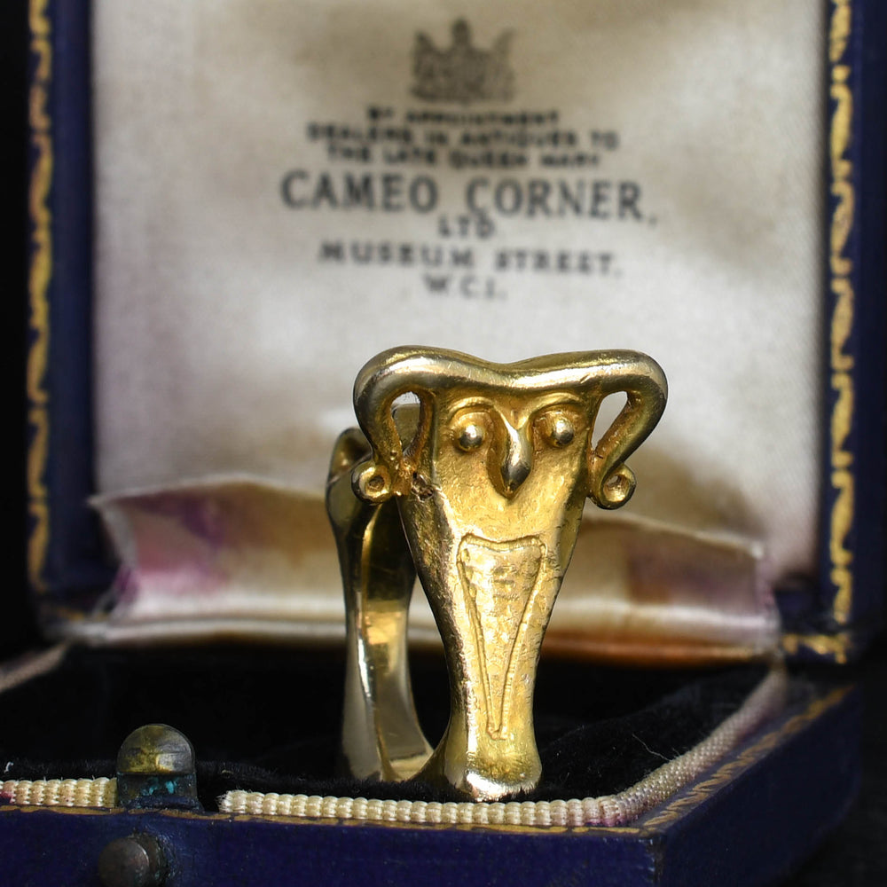 1940's Gold Ram Ring by Moshe Oved - Cameo Corner