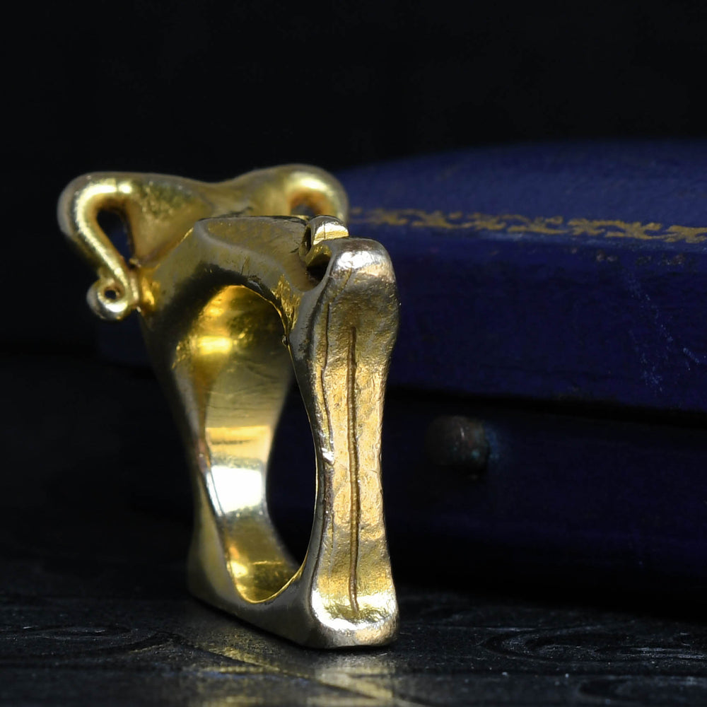 1940's Gold Ram Ring by Moshe Oved - Cameo Corner