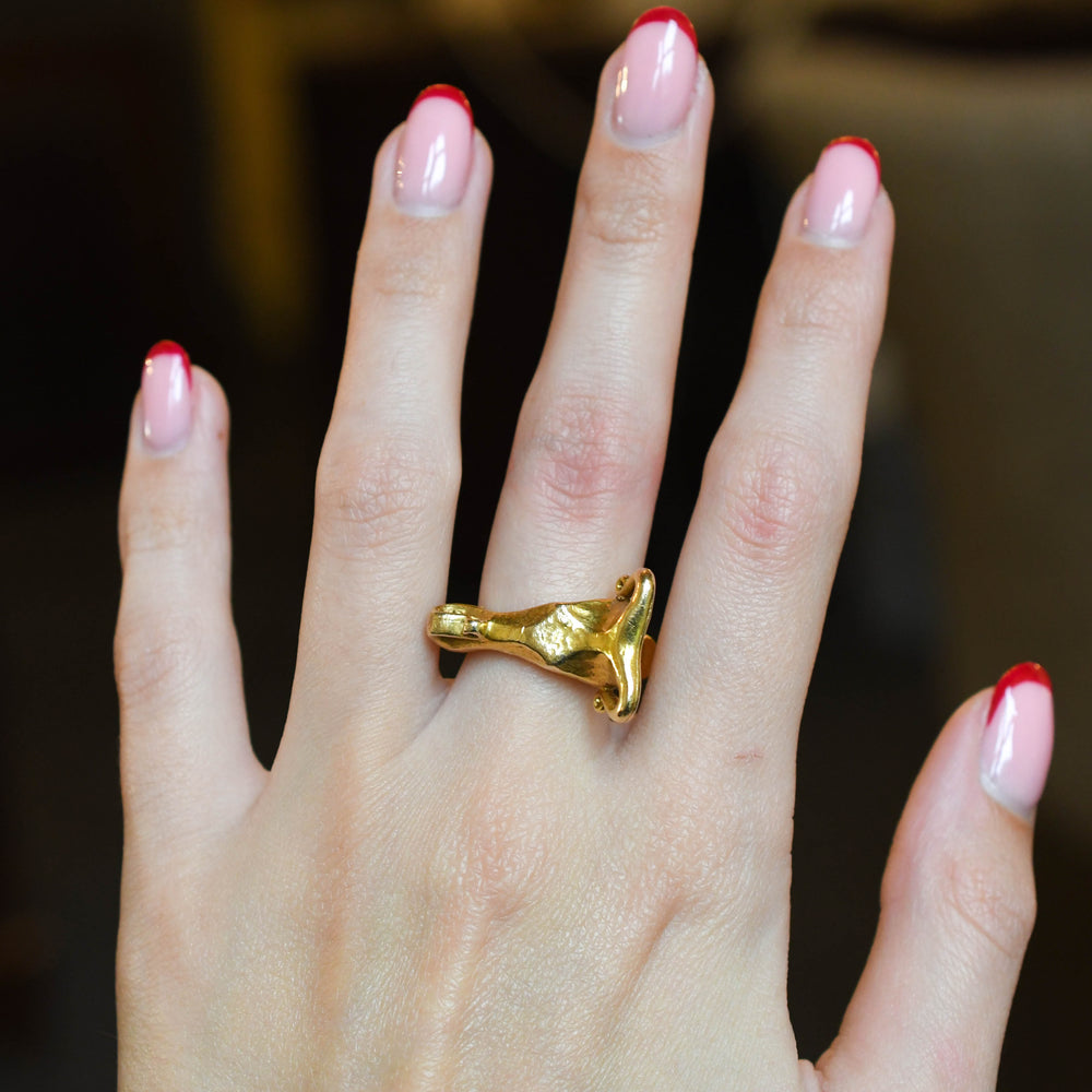 1940's Gold Ram Ring by Moshe Oved - Cameo Corner