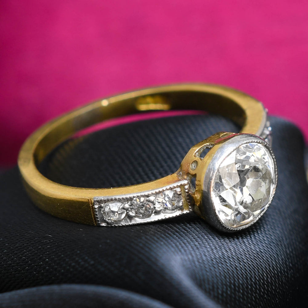 Antique French Diamond Solitaire Engagement Ring