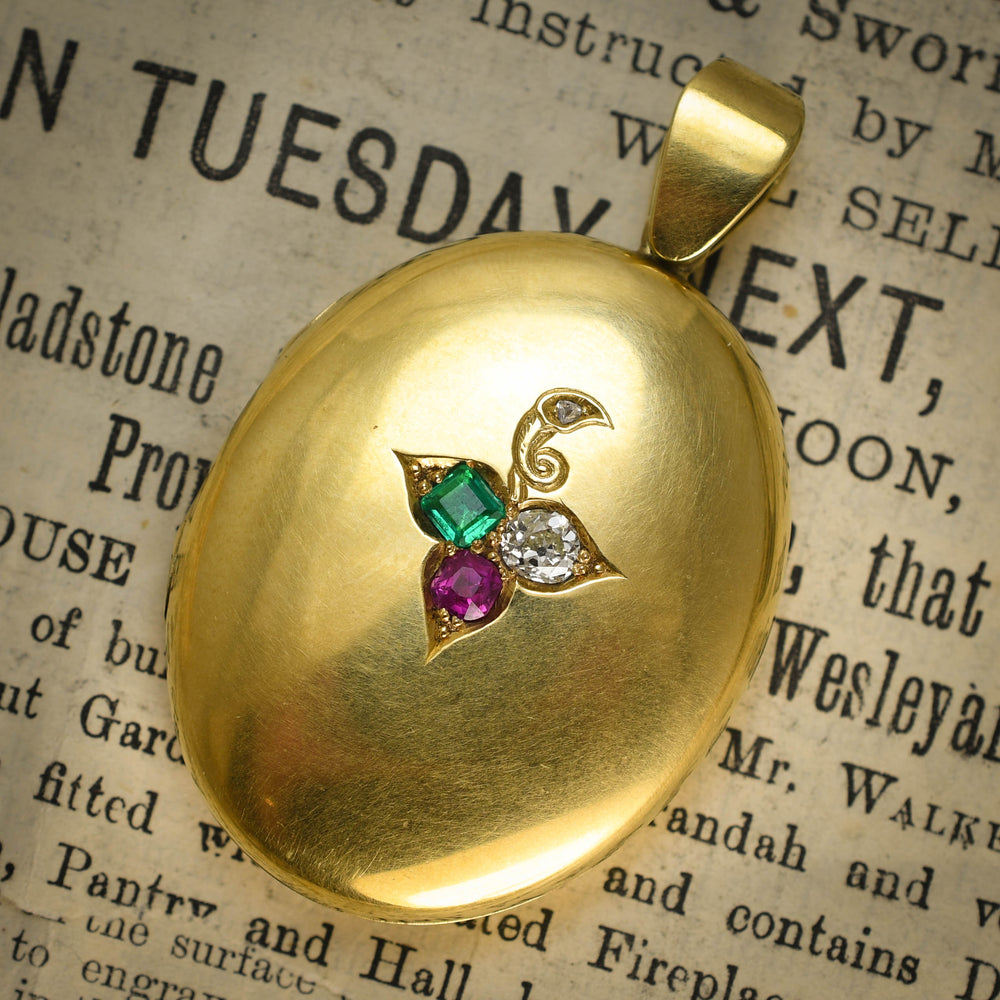 Victorian Diamond, Emerald & Ruby Trefoil Locket