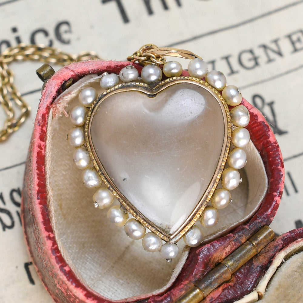 Victorian Pearl & Rock Crystal Heart Locket