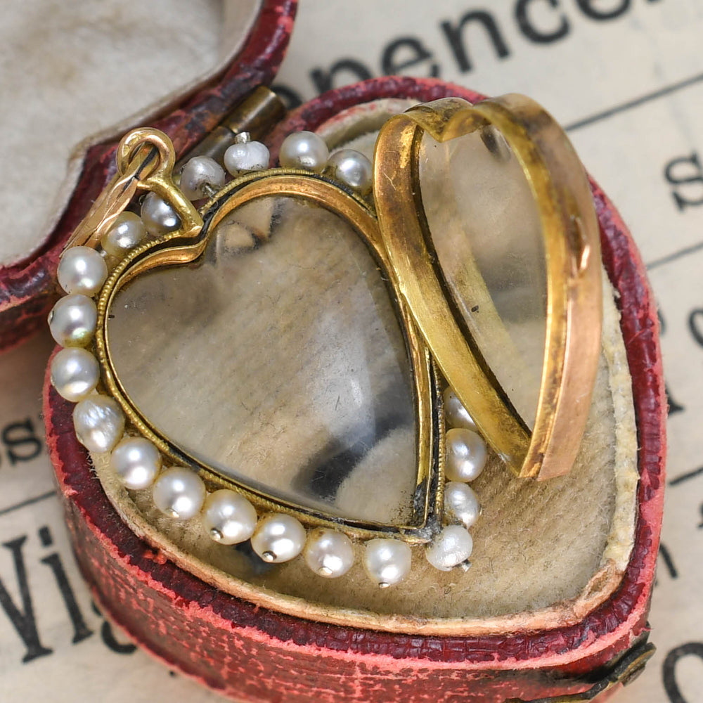 Victorian Pearl & Rock Crystal Heart Locket