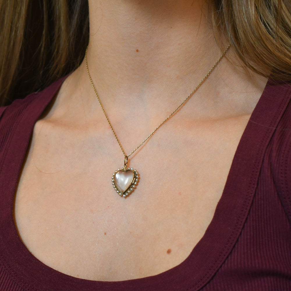 Victorian Pearl & Rock Crystal Heart Locket