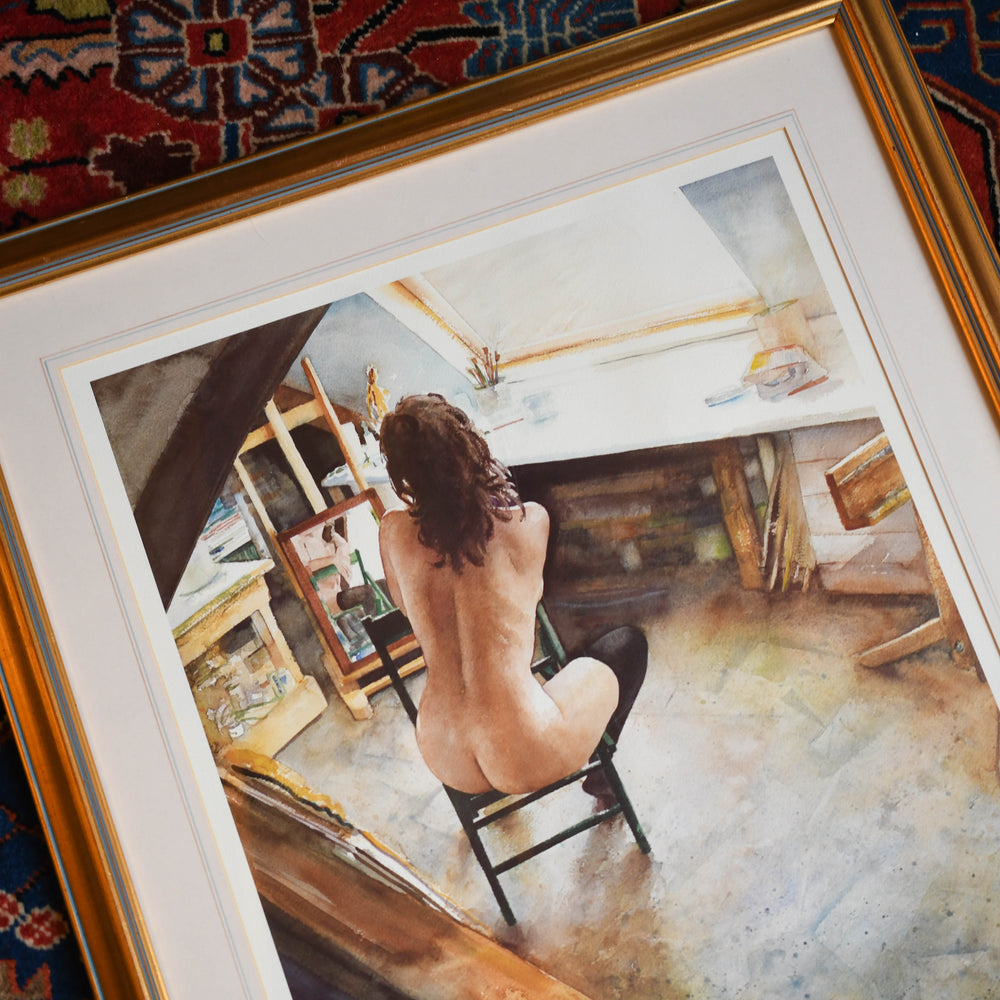 Vintage Artist's Reflection Framed Print