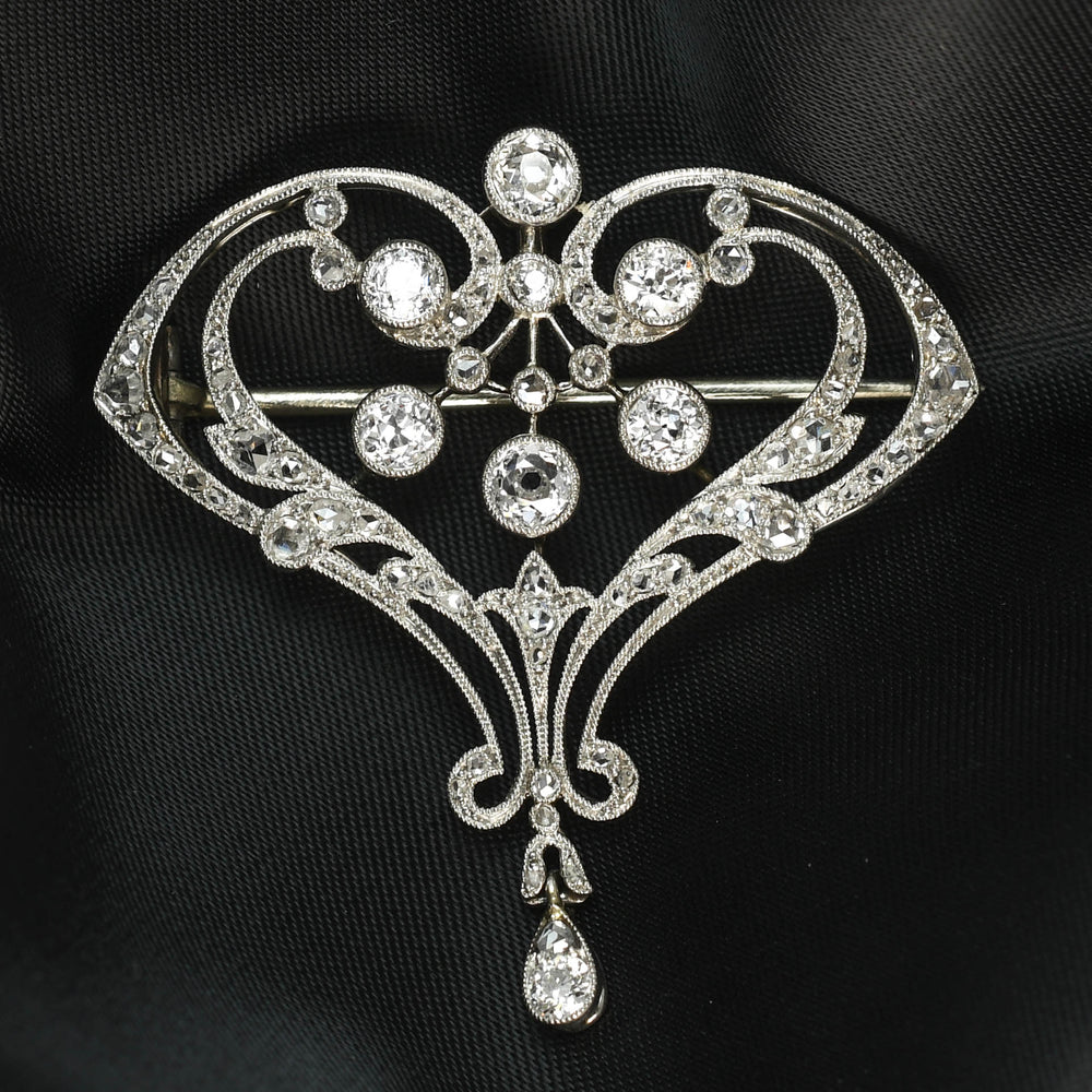 Belle Époque Platinum Diamond Brooch