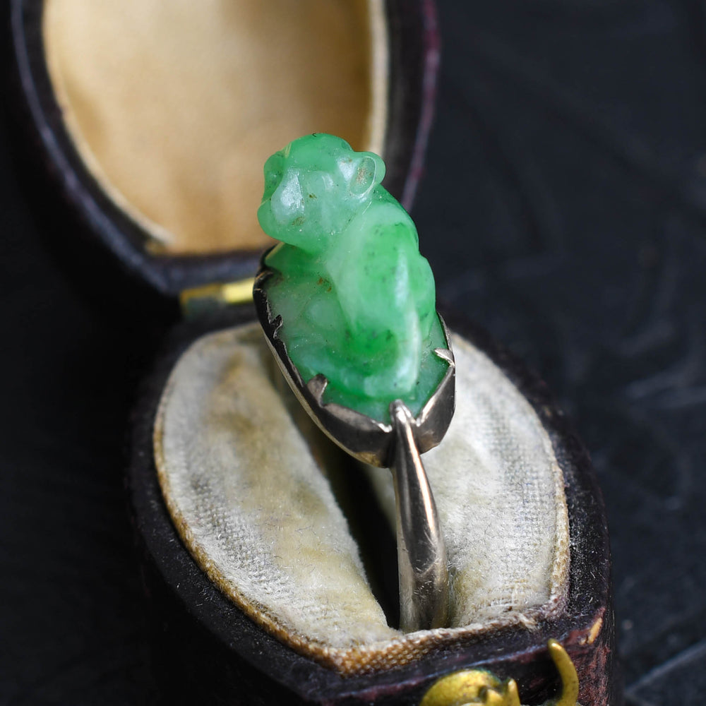 Art Deco Jade Cat Ring