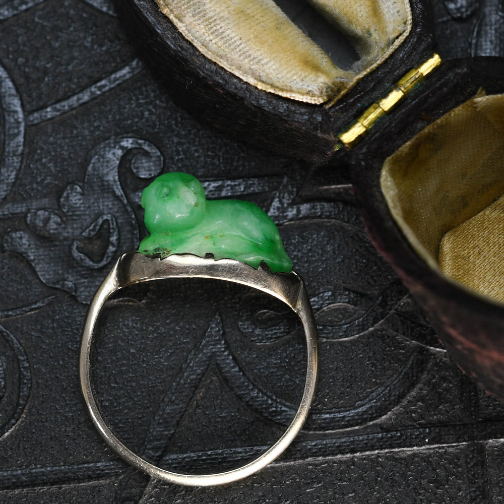 Art Deco Jade Cat Ring