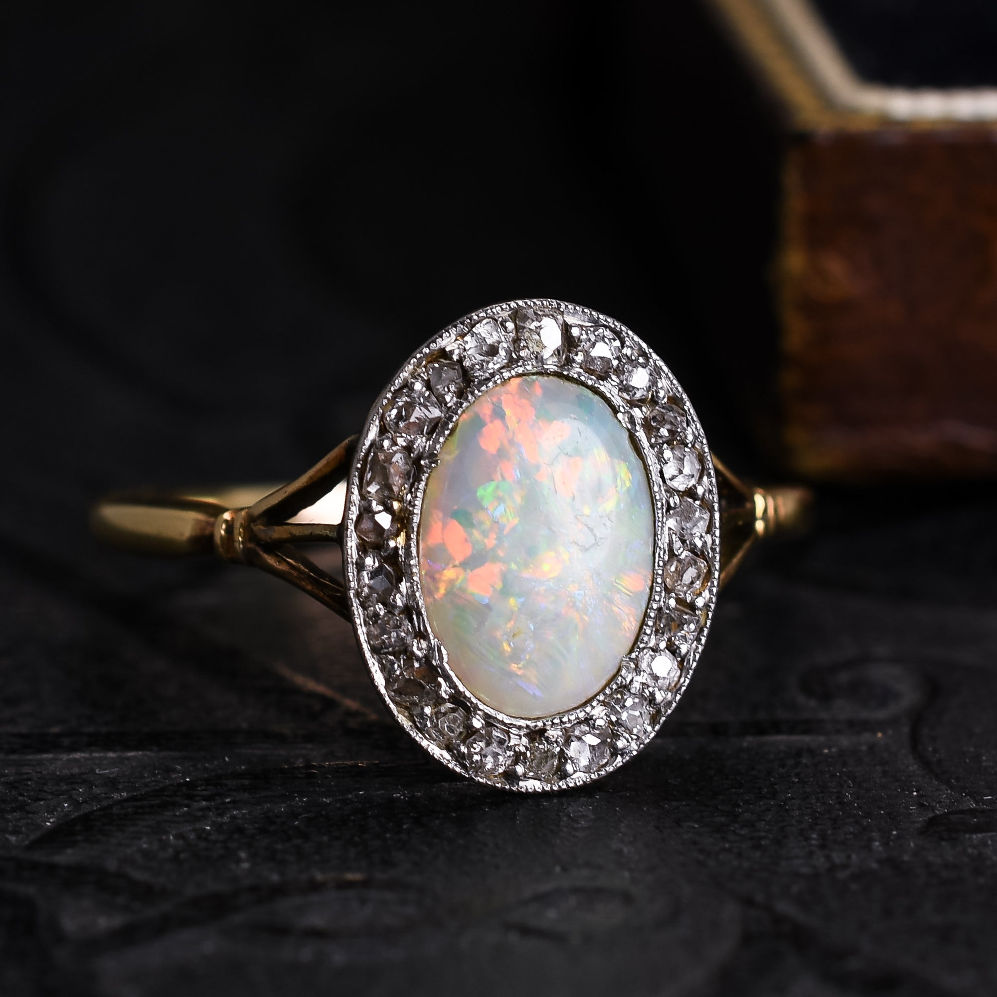 Art Deco 18ct Gold & Large Black Opal Ring (175N) | The Antique Jewellery  Company