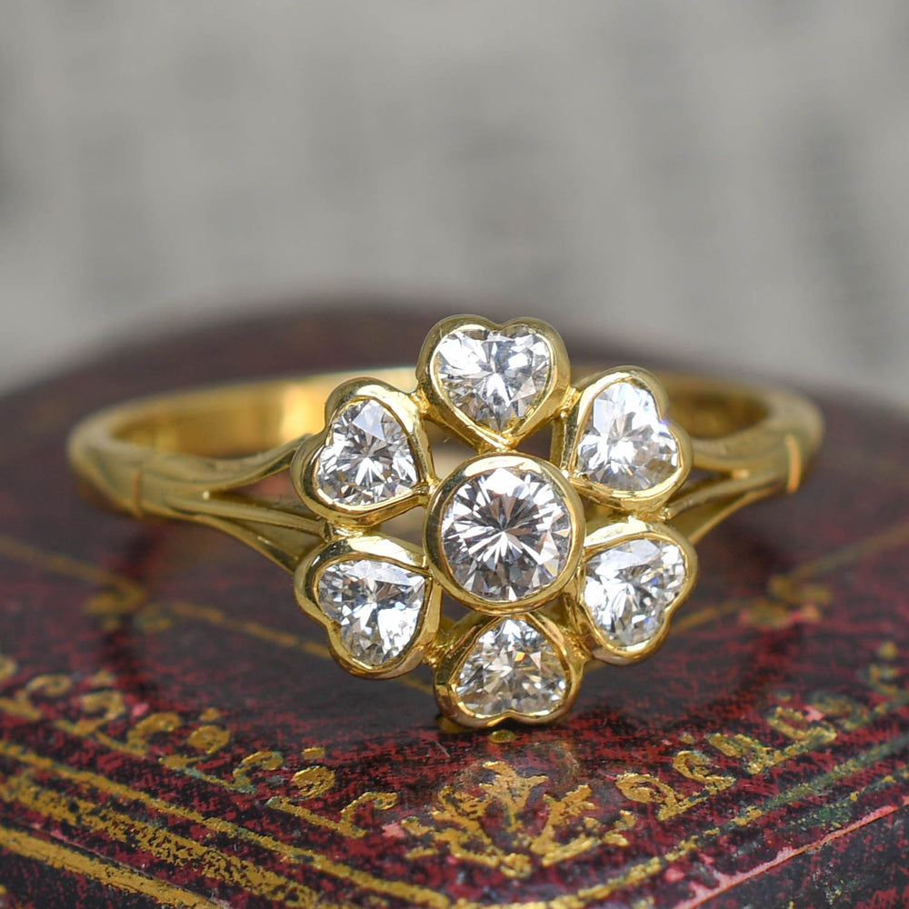 Vintage Diamond Heart Cluster Ring