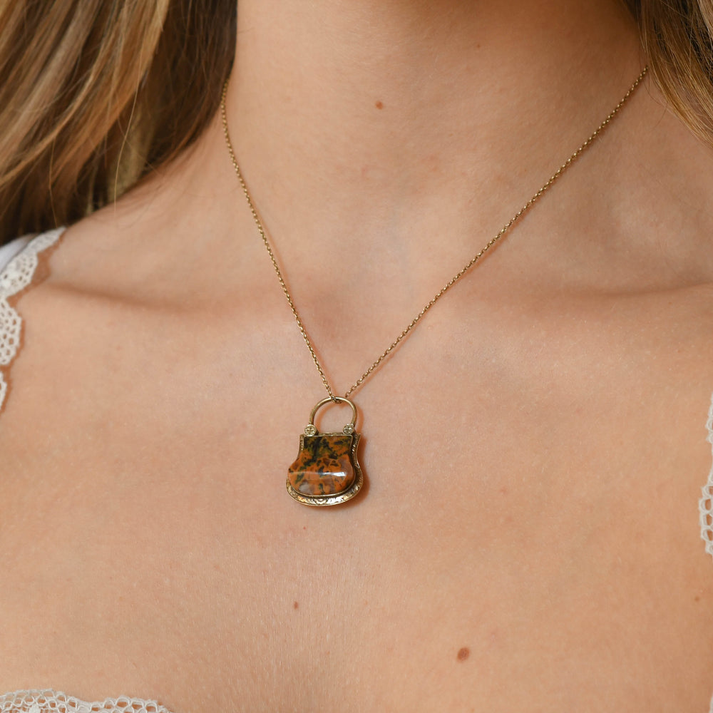 Victorian Granite Agate Padlock Charm