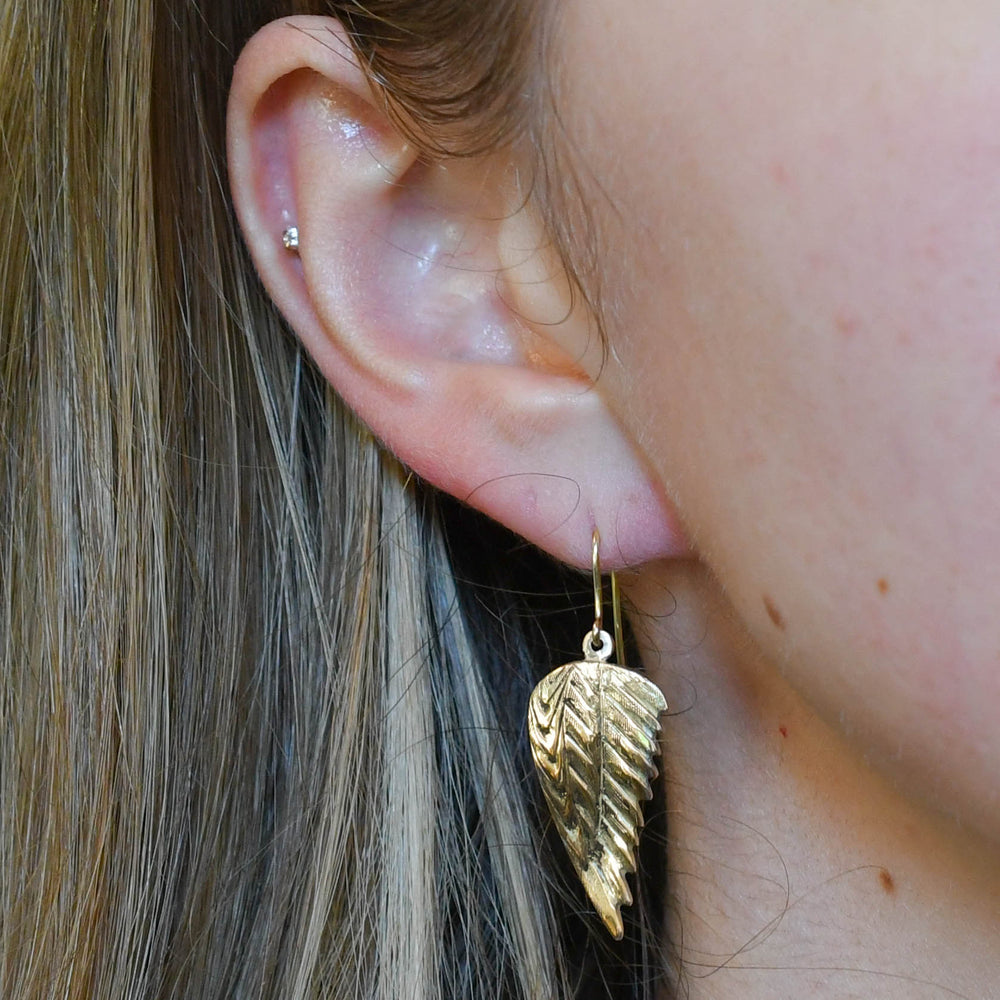 Mid-Century Gold Wing Drop Earrings