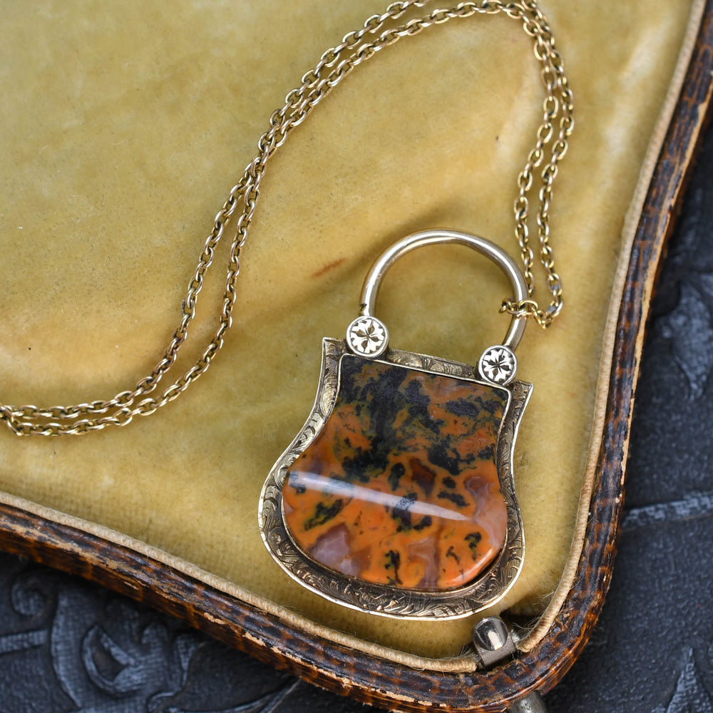 Victorian Scottish Granite Agate Padlock Charm