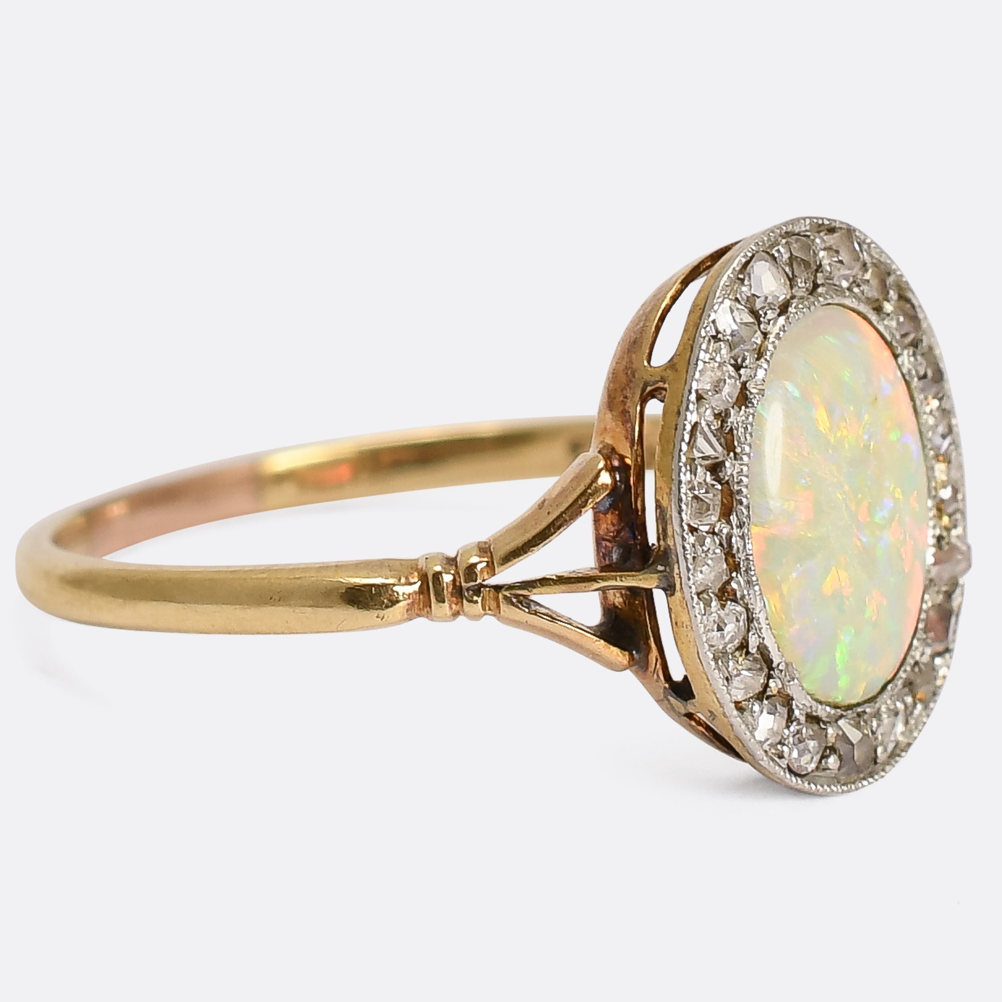 Classic Princess Diana Style Opal & Diamond Halo Ring | Exquisite Jewelry  for Every Occasion | FWCJ