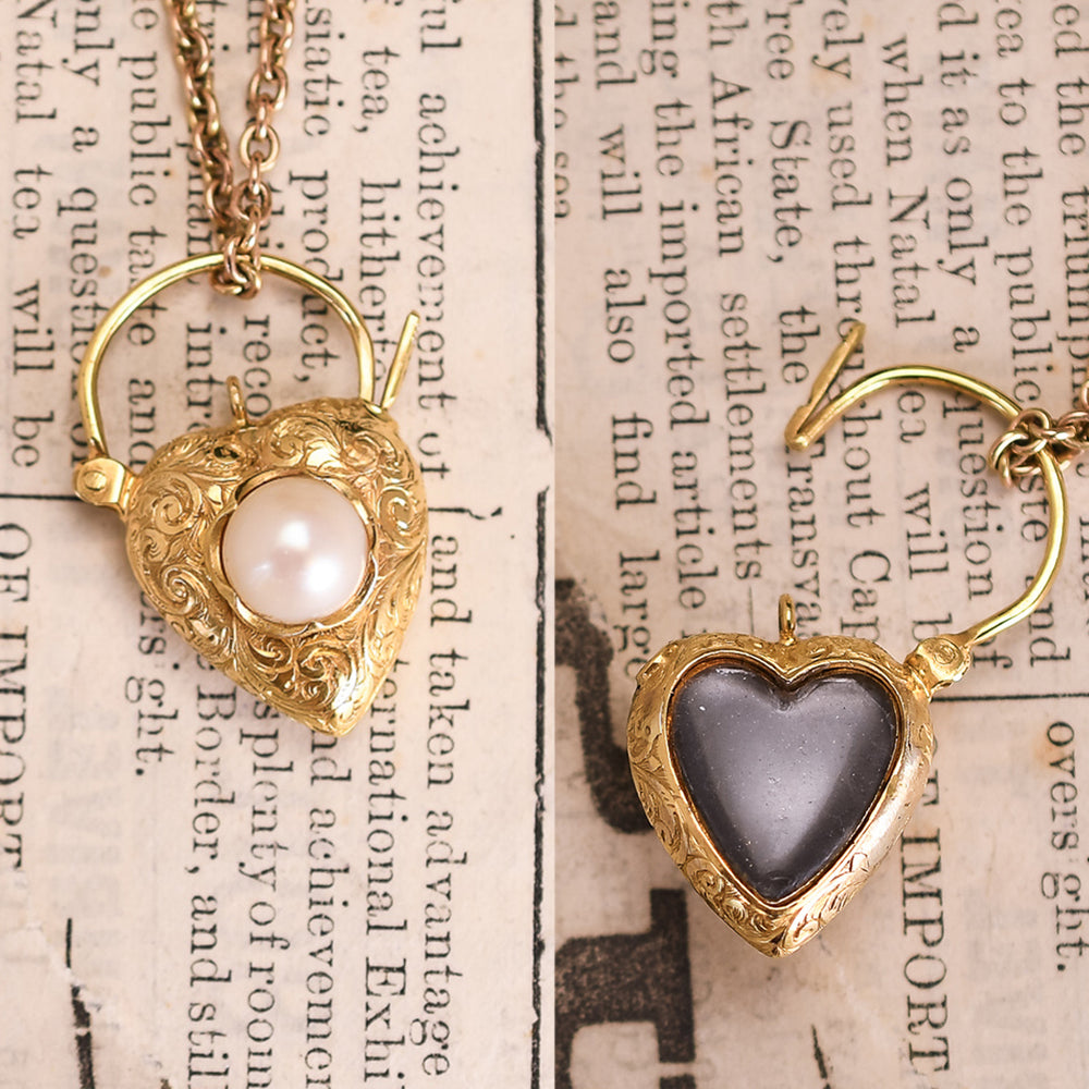 Georgian Pearl Heart Padlock Locket